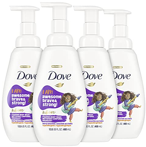 Dove Foaming Body Wash For Kids 4 Count Berry Smoothie Hypoallergenic Skin Care 13.5 oz