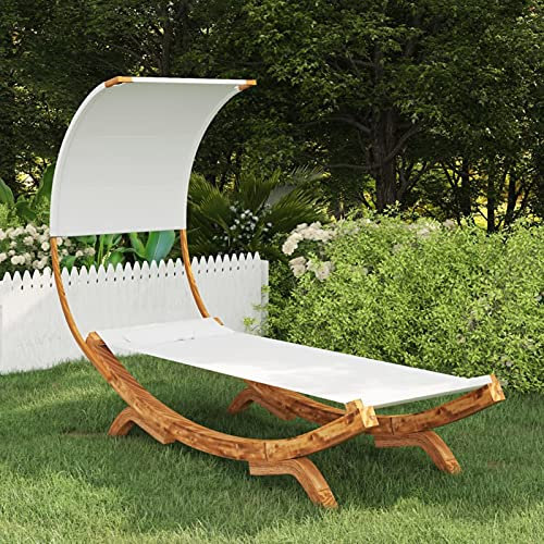 Festnight Tumbona con Dosel Hamaca Sillón Balancín para Jardín con Estructura Estable de Madera 100x216x162 cm