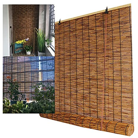 Tenda A Rullo In Bambù Retrò, Lamellare Naturale Parasole Per Balcone Carbonizzazione Esterno Tende Verticali Facile Da Installare,Per Esterno/Interno 105x215cm/41.3x84.6in