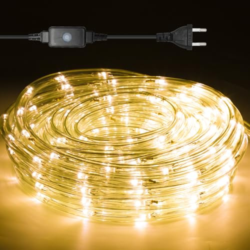 Cecaylie Lichterschlauch Aussen 30M 720 LEDs LED Schlauch Innen Außen Warmweiß Lichtschlauch mit Timer und 8 Modi, für Zimmer Garten Party Hochzeit Weihnachten Deko | 720 LEDs,8 Lichtmodi,6-Std.-Timer,Speicherfunktion,flexibler PVC-Schlauch,für innen und außen;Steuergerät nicht wasserdicht
