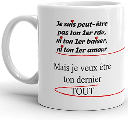 Mug je t'aime pour toujours message d'amour tasse céramique tirade idée cadeau déclaration femme homme fiancé chéri mari chérie conjoint partenaire amoureux fête anniversaire Noël Saint Valentin