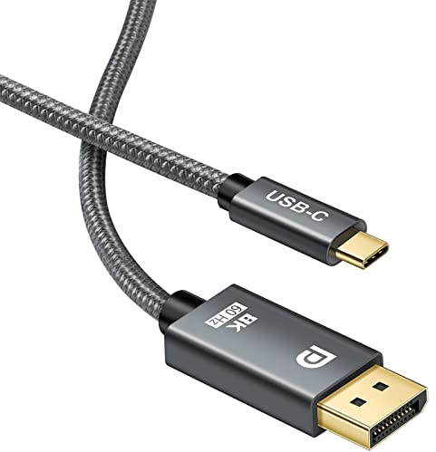 USB C DisplayPort Kabel 8K 2M,(8K@60Hz, 4K@120Hz/144Hz, 2K@240Hz) HBR3, 32.4Gbps-Bandbreite,Thunderbolt 3/4 auf DP 1.4 Kabel Kompatibel mit iPhone 15 Pro Max,M1 MacBook Pro Dell XPS(2M)