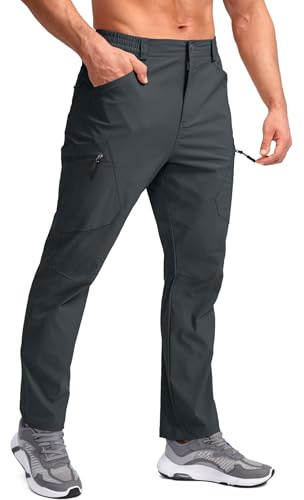 Pudolla Tactical Pants for Men Cargo Work Pants Outdoor Fishing Pants for Men Hiking Pants 7 Pockets Steel Grey M