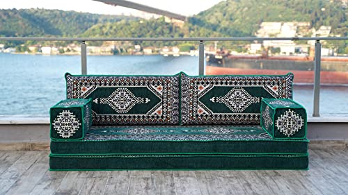 20,3 cm dickes grünes Lesesofa, Fenstersitz, Bankkissen, Meditations-Yoga, Zweiersofa, Bodenkissen für Heilungsräume, Schlafsofa (Nur Sofa)