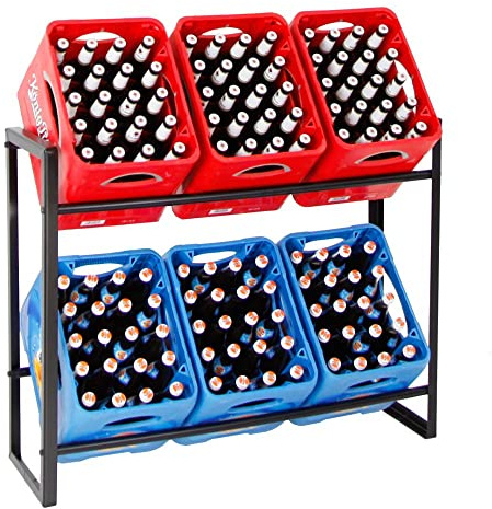 PROREGAL Getränkekistenregal Königssee | HxBxT 82x105x32cm | 6 Kästen | Schwarz | freistehendes & stabiles Getränkeregal, Wasserkistenregal, Bierkistenregal