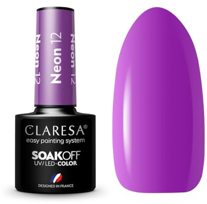12 esmaltes de uñas UV neón de 5 ml. Claresa