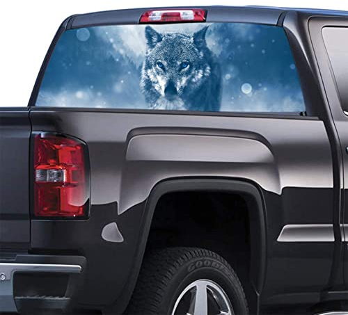 CUSENA Arctic Wolf Heckscheiben-Aufkleber, Auto, Pickup, LKWs, Wickelung, Grafik, perforiert, durchsichtig, universal, kratzfest, versteckte Autoaufkleber, 165,1 x 55,9 cm
