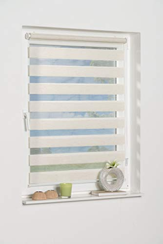 K-home Doppia tenda a rullo, fissaggio senza fori, beige, poliestere, 45 x 200 cm