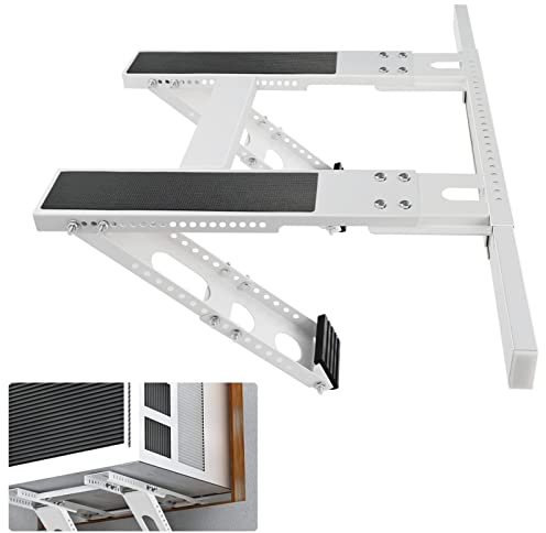 CAT SO RICH No-Drill Window AC Bracket, Adjustable Support for Single/Double Hung Windows, Heavy Duty Epoxy-Coated Steel Holds 300lbs, Easy Installation