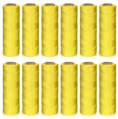 Timgle 12 Roll String Line 250 ft Mason Line Braided Nylon String Heavy Duty Garden Twine for Layout of Construction, Masonry Tools, DIY Project, Fluorescent Yellow(Fluorescent Yellow)