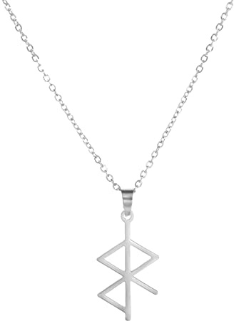 VASSAGO Wikinger Frieden Runen Anhänger Wikinger Rune Halskette Wikinger Symbol Edelstahl Nordic Rune Talisman Heidnisch Schmuck Geschenk für Männer Frauen