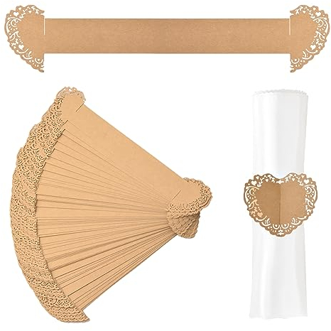 URROMA Anelli portatovaglioli, 50 pezzi, in carta kraft, portatovaglioli, per matrimoni, feste, banchetti, cene