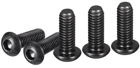DTGN Tornillo de Cabeza Redonda con Hexágono Interior M6-1x16mm 25Pcs Acero al Carbono con Recubrimiento de Óxido Negro Tornillo de Accionamiento Hexagonal con Rosca Completa