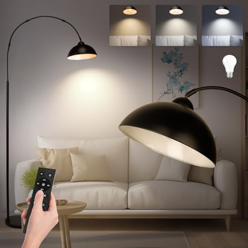 lianheng lampadaire courbé, Lampe sur Pied à Arc en Métal Noir avec Télécommande, Lumière d'Ambiance Moderne pour Salon/Chambre, Salle de séjour avec Lampadaire LED à intensité variable (Noir)