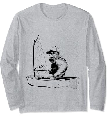 Lustiges Bigfoot Optimist Segelboot Segelboot Segeln Sasquatch Langarmshirt