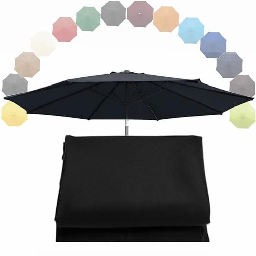 2 M/2,7 M/3,0 M Sonnenschirm Ersatzbezug Für Den Außenbereich, Sonnenschutz Regenfester Gartenschirm Bespannung Ersatzbespannung Für Standard-, Ampel- Und Versetzte Hängesonnenschirme(Color:Black,Size