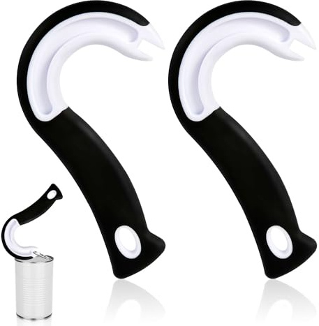 2uds Fácil Abierto Abrelatas de Anillo, Anillo Abrelatas en Forma de J Abrelatas para Latas con Anillo Herramientas Ayudante para Latas de Cerveza y Refrescos Botellas Que No Dañan las Uñas