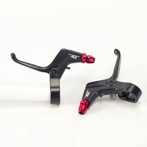 Drhomeam 1 Paar Fahrrad-Bremshebel, Aluminiumlegierung, 2 Finger, für Mountainbike, Kinderfahrrad, Faltrad, 2,2 cm Durchmesser (rot)