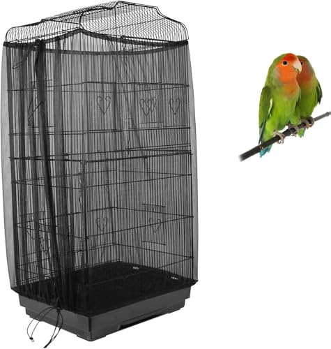 ASOCEA Vogelkäfig-Samenfänger Verstellbare Vogelkäfigabdeckung Weiches Nylon-Netznetz mit Kordelzug Vogelkäfig-Rock Federschutz für runde quadratische Käfige(78.7x27.6 in/200x70 cm)
