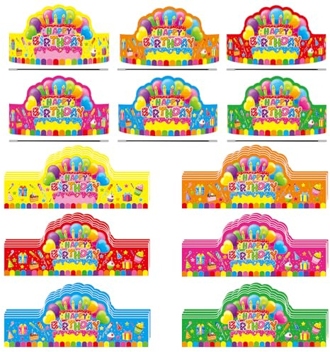 30 PCS Birthday Crowns for People Colorful Paper Party Hats Birthday Crown Set for Teachers Students Classroom Paper Crowns Party Caps for Home Kindergarten Classroom Celebration Parties Supplies