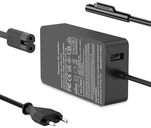 Surface Laptop Ladekabel Microsoft Ladegerät Netzteil für Surface Pro Charger Power Supply 65W 15V 4A Magnetic Replacement Compatible with Surface Pro 3/4/5/6/7/8/9/X Surface Laptop1/2/3/4 Surface Go