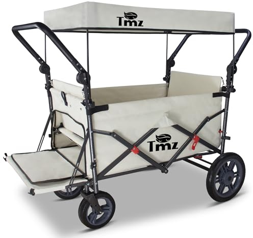 TMZ Bollervagn vikbar med tak, handvagn, transportkärra, redskapsvagn | vikbar | PU-däck med hög elasticitet | upp till 120 kg (vit)