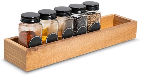Creative Deco Holzbox Aufbewahrungsbox | 36 x 9 x 5 cm | Holzkiste Klein | Ordnungsbox Holz Organizer Box | Buchenholz | Tablett für Kleinigkeiten, Wertsachen, als Gewürz Organizer, Sortierbox