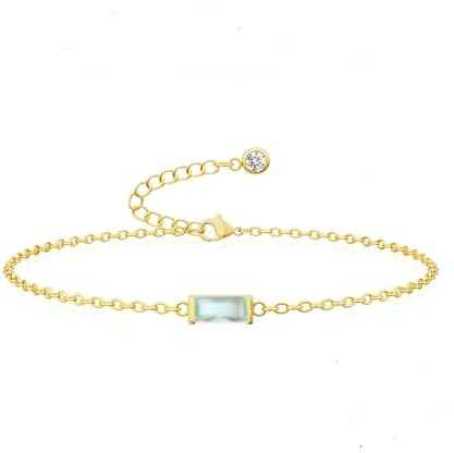 WATEFOER Bracciali Pietre di Nascita in Oro per Donna Delicato Bracciale a Catena Regolabile Oro 18k Bracciale con Ciondolo con Zirconi Cubici Regali di Gioielli per Compleanno Festa della Mamma