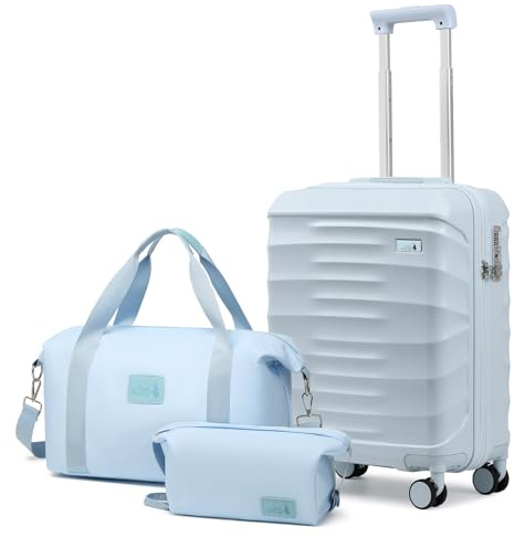 Sea choice Hartschalenkoffer Handgepäck 55x40x20cm Reisekoffer 100% ABS Trolley Kabine mit 1 Reisetasche und Kulturbeutel 360° Doppel Spinner Rollen & TSA Schloss