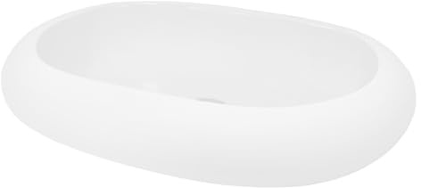 LuxeBath Waschbecken Keramik, 630x420x120 mm, oval, Weiß, Kieselstein Form, Aufsatzwaschbecken für Badezimmer/Gäste-WC, Modernes Aufsatzbecken, Waschtisch Waschschale Waschplatz Handwaschbecken Becken