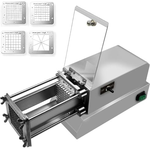 ylpddmm Pommesschneider für Pommes Frites,Elektrisch Pommes-Frites-Schneider, 200W Pommesschneider mit 4 Klingenformen, kartoffelschneider für Kartoffeln Pommes Frites Gemüse