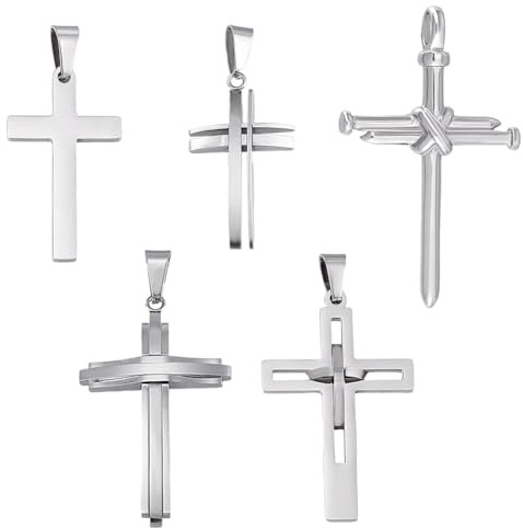 PH PandaHall 5 st 304 rostfritt stål korshänge kors dinglande berlocker, 5 stilar krucifix hänge fynd berlocker korshänge för män halsband nyckelring smyckestillverkning hantverk, 36 ~ 56 mm