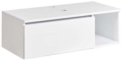 Hänge Waschbeckenunterschrank weiß 80x40 cm mit Klappe und Regal Rupanco
