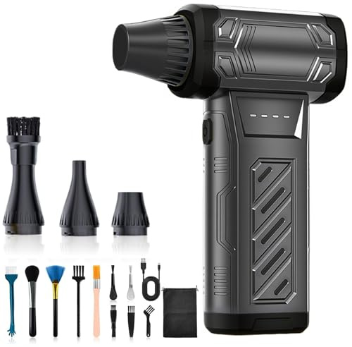 Compressed Air Duster -130000RPM Super Power Electric Air Duster for PC Cleaning,3-Speed Adjustable Air Duster Rechargeable,Cordless Air Blower for PC/Keyboard