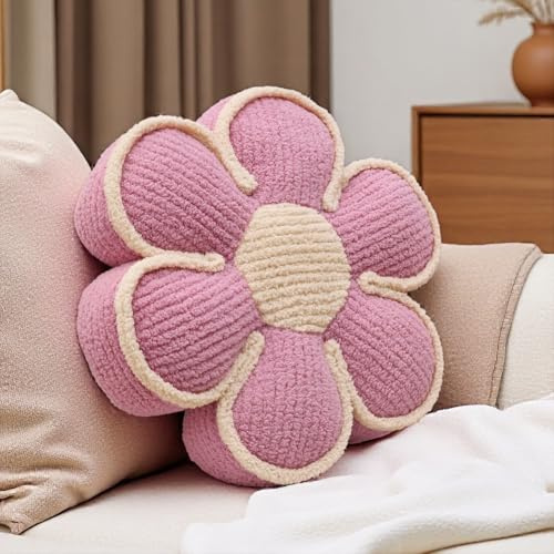 Aryan Dekokissen mit rosa Blume, Bodenkissen, 40,6 cm, niedliches dekoratives Kissen, Gänseblümchen-Kissen für Sofa, Couch, Stuhl, Bett, Teenager, Mädchenzimmer, Schlafzimmer, Dekoration, ästhetisch