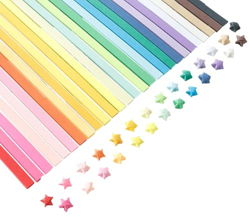 Shuqio Lot de 4320 Bandes de Papier Origami Double Face 27 Couleurs pour Étoiles Porte-Bonheur Bricolage Décoration et Cadeaux Papier pour Pliage