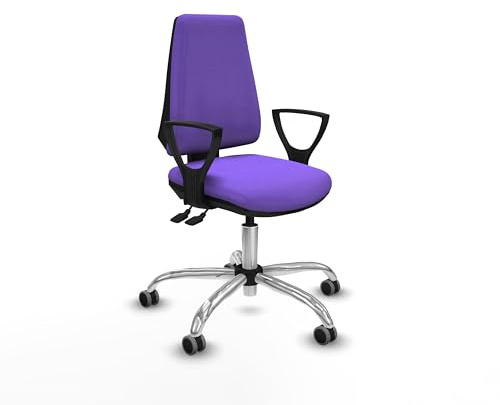 Piqueras y Crespo - Silla Escritorio Ruedas Parquet Elche con Brazos Fijos. Equipado con Asincro y Espuma de Corte. Lila