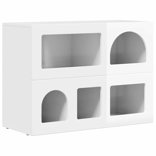 vidaXL Sideboard Högblanka vita 80,5 x 35 x 59 cm Konstruerat trä, Stilren rektangulär sidobord, gott om plats, modern design, hållbart trä, mångsidig möbel till vardagsrummet