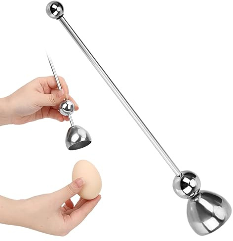 Egg Shell Remover, Egg Opener Egg Shell Remover Tool, Stainless Steel Eggshell Cutter, Egg Opener & Remover Tool for Raw & Hard Boiled Eggs, High Temperature Resistant (Silver)
