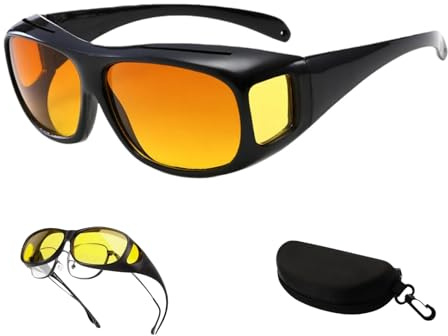 OALYGEI Hoffmarkt GloVision Nachtsichtbrille，Polarisierte Nachtbrille Überbrille blendfrei Herren/Damen