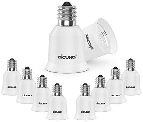 DiCUNO E17 to E26 Adapter, Intermediate E17 Socket to Standard E26 Socket Converter, LED Light Bulb Converter, Max Wattage 200W, 200℃ Heat Resistant (10-Pack)