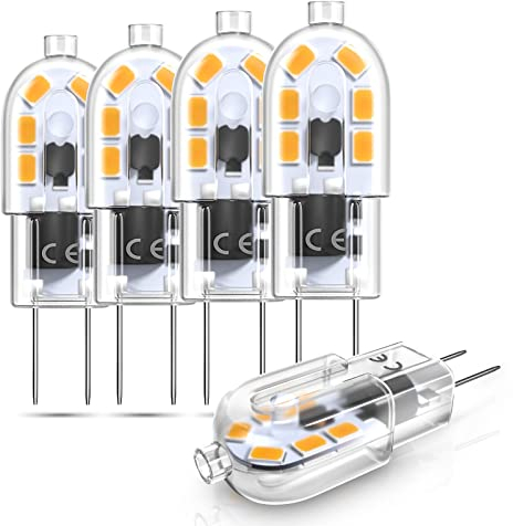 Bonlux 3W G6.35 LED Lampe Birne AC/DC 12V Warmweiß 3000K Bi pin JC Typ GY6.35 Glühbirne für Schreibtischlampe, Accent, Display, Landschaftsbeleuchtung (5-Stück)