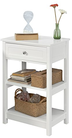 SoBuy Table de Chevet avec Tiroir et 2 Étagères 45x30x68 cm