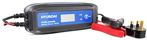 Hyundai 4 Amp SMART Car Battery Charger 6v / 12v, Lightweight and Portable With 1 Year Warranty