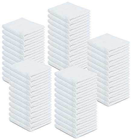 100% Cotton Terry Towels Cleaning Cloths Pack of 50 (12x12 Inches) White Cotton Terry Cloth Bar Rags White Bar Towels, Multipurpose High Absorbent Terry Towels for Cleaning Auto Detailing or Painters