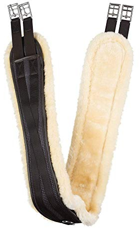 HORZE Sattelgurt Atlanta, Langgurt mit abnehmbarem Fleece und elastischen Enden, Braun, 125