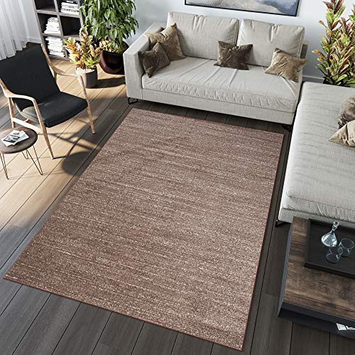 TAPISO Sari Teppich Kurzflor Braun Hellbraun Streifen 300 x 400 cm | Modern Design Meliert Verwischt Pflegeleicht Wohnzimmer Schlafzimmer OEKO-TEX