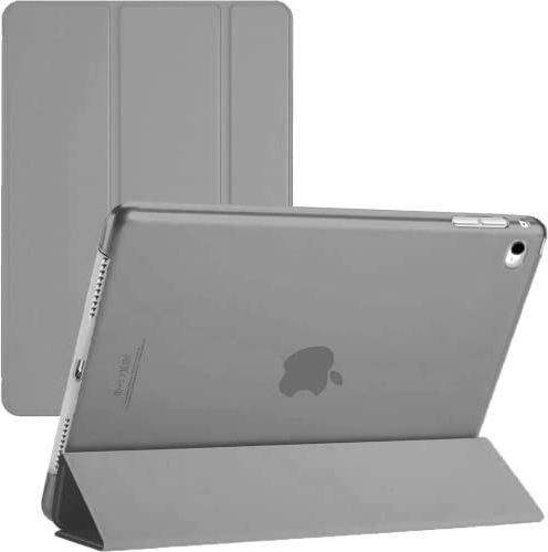 TechDealsUK Für iPad Air 2. Generation 2014 A1566 A1567, intelligente magnetische Schutzhülle mit Standfunktion und automatischem Wake Sleep für iPad Air 2, Grau