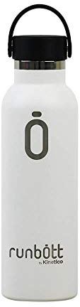 PracticDomus Runbott Thermische Flasche 600 ml aus Edelstahl ohne BPA mit Interner Keramikbeschichtung und Doppelschicht mit Vakuum. Ohne Metallgeschmack. Inklusive Karabinerhaken. Farbe Weiss