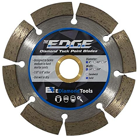 4 Diamond Tuck Point Blade for Mortar Joint Removal, Single Blade, 1/4 Segment Width, 7/8-5/8 Arbor